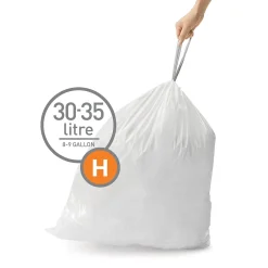 Code H 8-9.3 Gallon Trash Bag, 6.5" x 8.9", Low Density, 1.3 mil, White, 240 Bags/Box (CW0258)<simplehuman Online