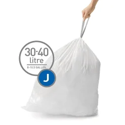 Code J 8-12 Gallon Trash Bag, 6.5" x 8.9", Low Density, 1.3 mil, White, 240 Bags/Box (CW0259)<simplehuman Sale