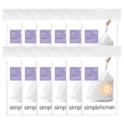 Code Q 13-17 Gallon Trash Bag, 6.5" x 9.8", Low Density, 1.2 mil, White, 240 Bags/Box (CW0264)<simplehuman New