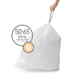 Code Q 13-17 Gallon Trash Bag, 6.5" x 9.8", Low Density, 1.2 mil, White, 240 Bags/Box (CW0264)<simplehuman New