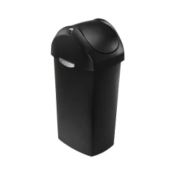 Indoor Swing Lid Trash Can, Black Plastic, 16 Gal. (CW1333)<simplehuman Sale