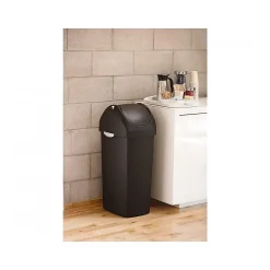 Indoor Swing Lid Trash Can, Black Plastic, 16 Gal. (CW1333)<simplehuman Sale
