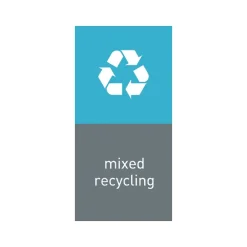 Labels|simplehuman Mixed Recycling Magnetic Sorting Label, 8" x 4", Blue/Gray, 2/Pack (KT1171)