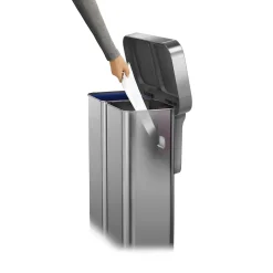 Stainless Steel Dual Compartment Recycling Step Can, 15.3 gal, Metallic (CW2025)<simplehuman