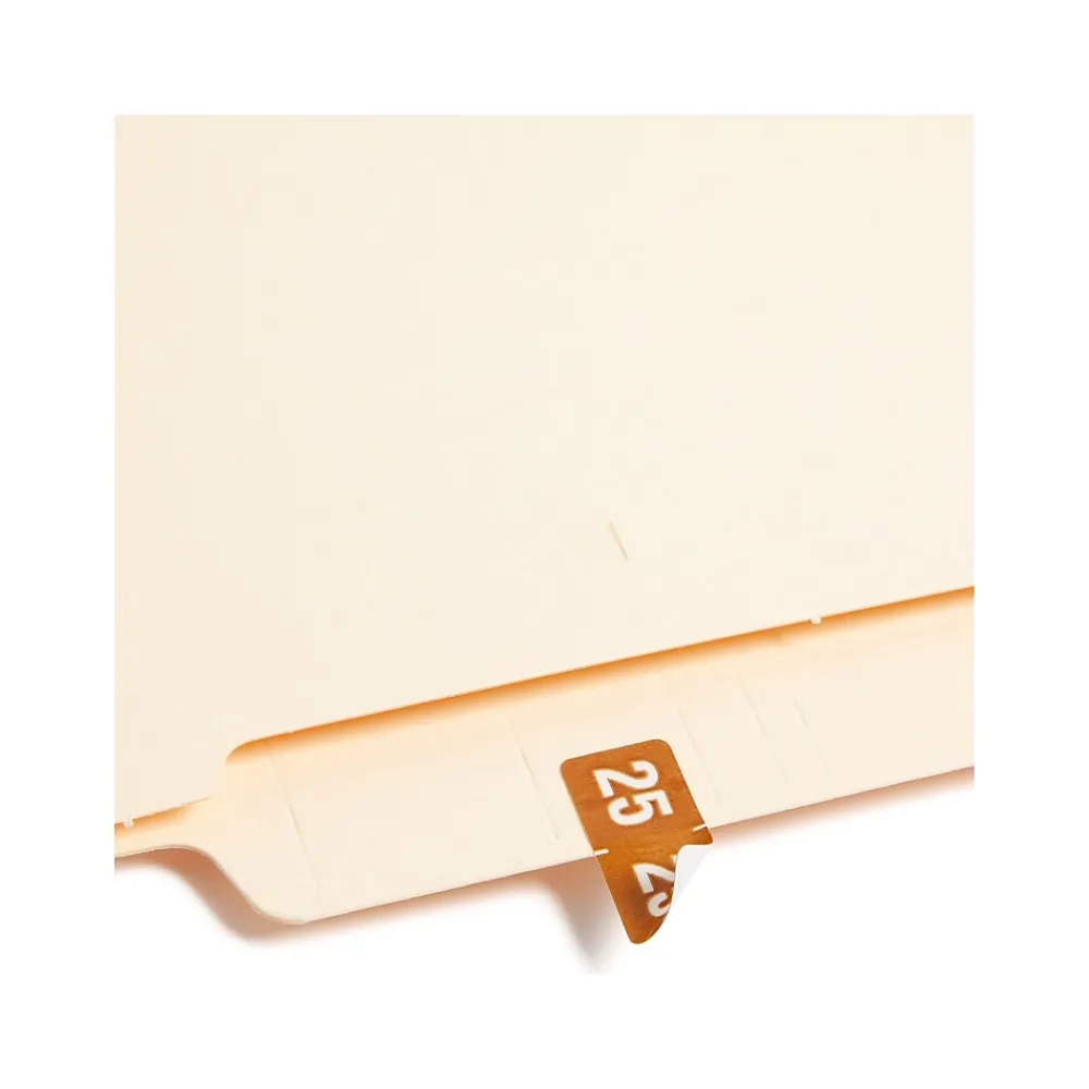 Clearance Smead "25" ETS Color-Coded Labels, 1" x 0.5" Brown, 25 Labels/Sheet, 10 Sheets/Pack (67925)