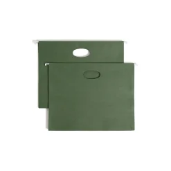 Hanging File Folders|Smead 100% Recycled Hanging File Jacket, 3 1/2" Expansion, Letter Size, Standard Green, 10/Box (64226)