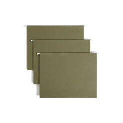Hanging File Folders|Smead 100% Recycled Hanging File Folders, 1/5-Cut Adjustable Tab, Letter Size, Standard Green, 25/Box (65001)