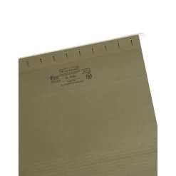 Hanging File Folders|Smead 100% Recycled Hanging File Folders, 1/5-Cut Adjustable Tab, Letter Size, Standard Green, 25/Box (65001)