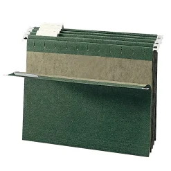 Hanging File Folders|Smead 100% Recycled Hanging File Folders, 1/5-Cut Adjustable Tab, Letter Size, Standard Green, 25/Box (65001)