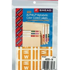 Labels|Smead AlphaZ ACCS Color-Coded Alphabetic Labels, W, Yellow/White, 100/Pk (67193)