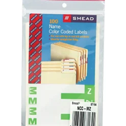 Labels|Smead AlphaZ NCC Hand Written Identification & Color Coding Label, 3 5/8" x 1 5/32", Light Green/White, 100/Pack (67164)