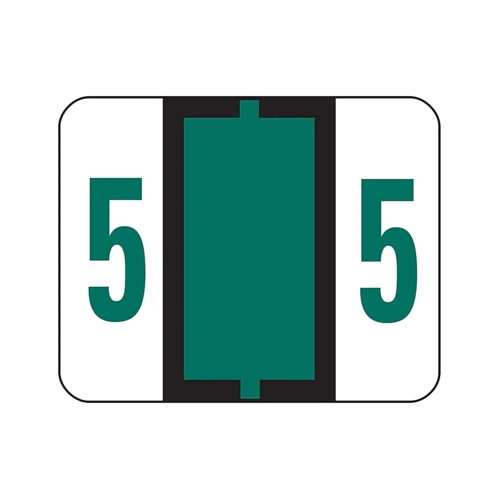 Labels|Smead BCCRN Color Coded Numeric Labels, 5, Dark Green, 500/Roll (67375)