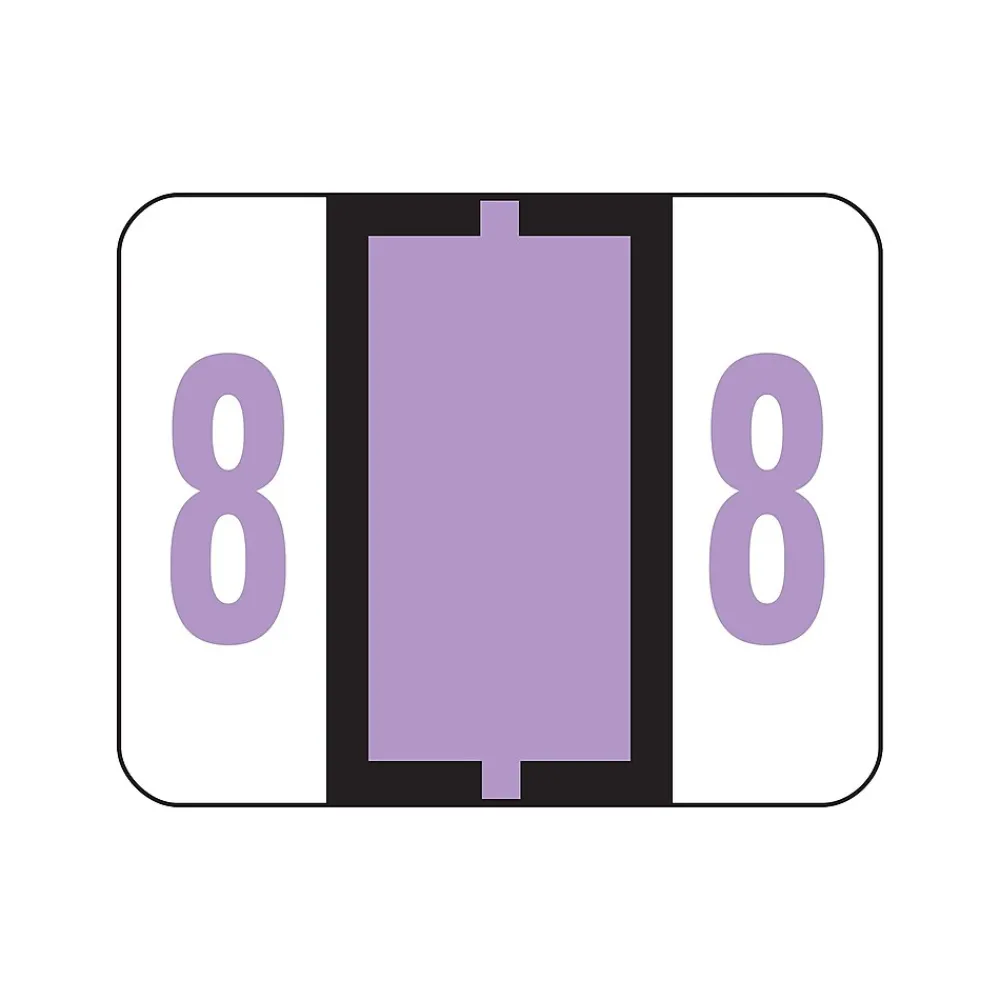 Labels|Smead BCCRN Color Coded Numeric Labels, 8, Lavender, 500/Roll (67378)