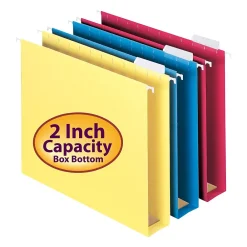 Hanging File Folders|Smead Box Bottom Hanging File Folder, 2" Expansion, 5-Tab Tab, Letter Size, Assorted Colors, 25/Bx (64264)