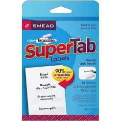 Labels|Smead 160ct Erasable Supertab File Folder Labels, 3 7/16" x 1 1/4" (SMD64917)