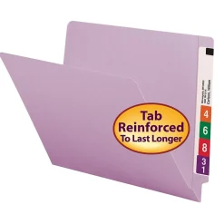File Folders|Smead End-Tab File Folders, Shelf-Master Reinforced Straight-Cut Tab, Letter Size, , 100/Bx (25410) Lavender