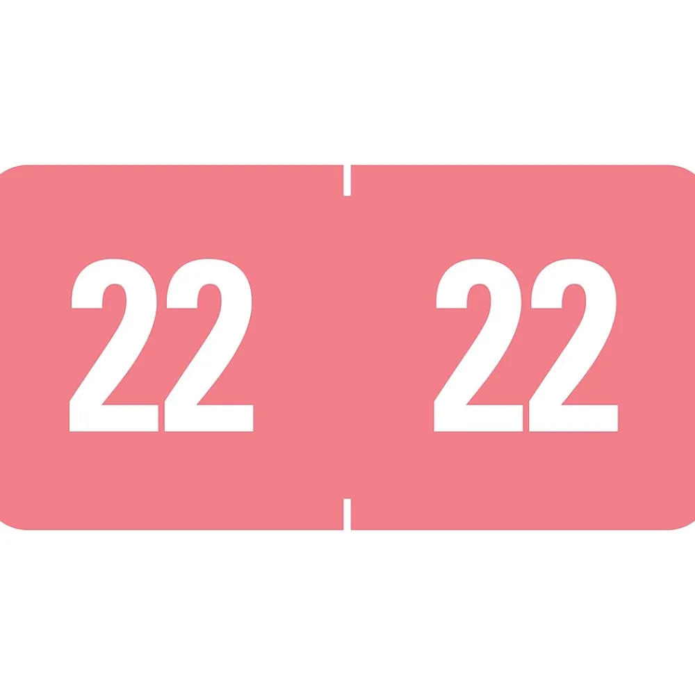 Labels|Smead ETS 2022 Color-Coded Year Label, 0.5”H x 1" W, White on Pink, 25 Labels/Sheet, 10 Sheets/Pack, 250 Labels/Pack (67922)