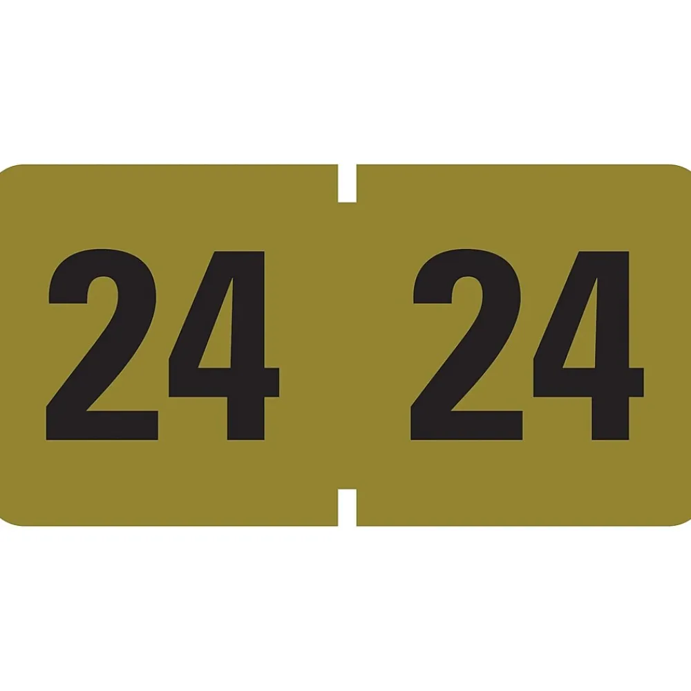Labels|Smead ETYJ 24 Color-Coded Year Label, 0.75" x 1.5", Gold, 500 Labels/Roll (68324)