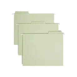 Hanging File Folders|Smead FasTab Recycled Hanging File Folder, 3-Tab Tab, Letter Size, Moss, 20/Box (64032)