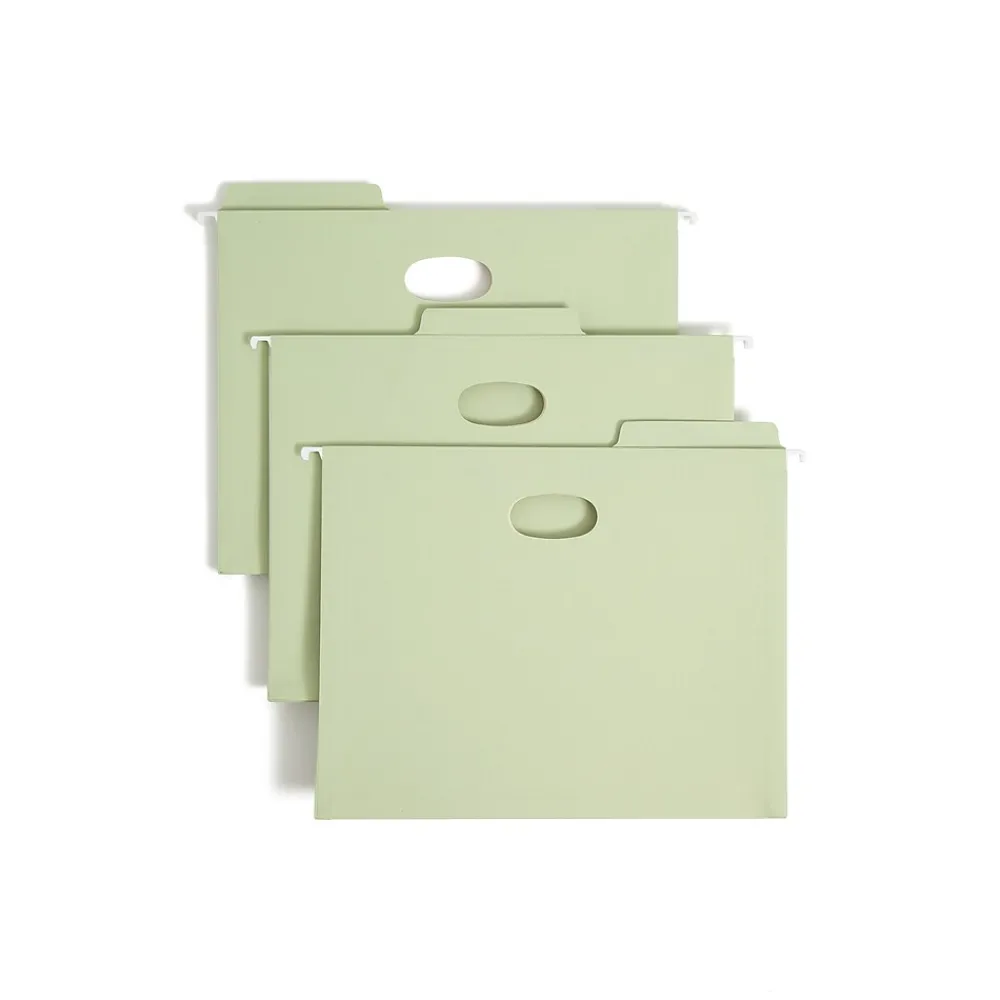Hanging File Folders|Smead FasTab TUFF Colored Hanging Pockets with Reinforced Tabs, 3-Tab, Letter Size, Moss, 9/Box (64224)