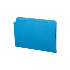 File Folders|Smead File Folder, 1/3 Cut, Legal Size, Blue, 100/BX (17043)
