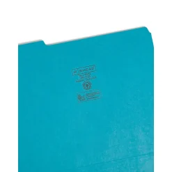 File Folders|Smead File Folder, 3 Tab, Letter Size, Teal, 100/Box (13134)