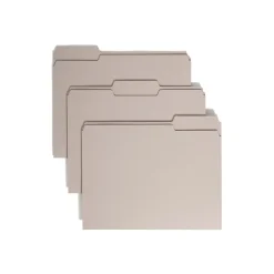 File Folders|Smead File Folder, 3 Tab, Letter Size, Light Gray, 100/Bx (12343)