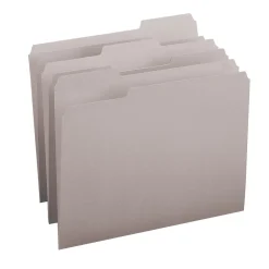 File Folders|Smead File Folder, 3 Tab, Letter Size, Light Gray, 100/Bx (12343)