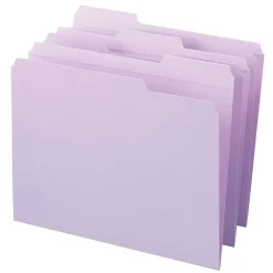 File Folders|Smead File Folder, 3 Tab, Letter Size, Lavender, 100/Box (12434)