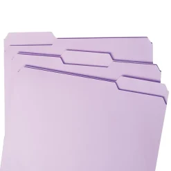 File Folders|Smead File Folder, 3 Tab, Letter Size, Lavender, 100/Box (12434)
