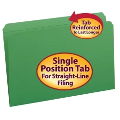 File Folders|Smead File Folder, Reinforced Straight-Cut Tab, Legal Size, , 100/Box (17110) Green