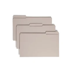 File Folders|Smead File Folder, Reinforced 1/3-Cut Tab, Legal Size, , 100/Box (17334) Gray