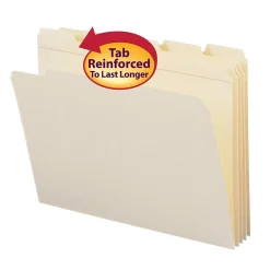 File Folders|Smead File Folder, Reinforced 1/5-Cut Tab, Letter Size, Manila, 100/Box (10356)