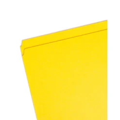 File Folders|Smead File Folder, Reinforced Straight-Cut Tab, Letter Size, Yellow, 100 per Box (12910)