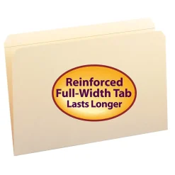File Folders|Smead File Folder, Reinforced Straight -Cut Tab, Legal Size, Manila, 100 Per Box (15310)