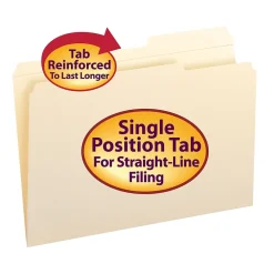 File Folders|Smead File Folder, Reinforced 2/5-Cut Tab Right Position, Legal Size, Manila, 100/Box (15386)