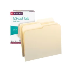 File Folders|Smead File Folders, 1/2-Cut Tab, Letter Size, Manila, 100/Bx (10320)