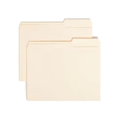 File Folders|Smead File Folders, 2/5-Cut Tab, Letter Size, Manila, 100/Bx (10385)