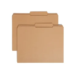 File Folders|Smead File Folders, Reinforced 2/5-Cut Tab Right Of Center, Guide Height, Letter Size, Kraft, 100/Box (10776)