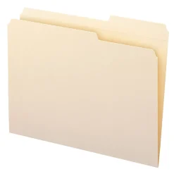 File Folders|Smead File Folders, Reinforced 2/5-Cut Right Position, Guide Height, Letter Size, Manila, 100/Box (10386)