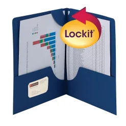 Pocket Folders|Smead Lockit 2-Pocket Presentation Folders, Dark Blue, 25/Box (87982)