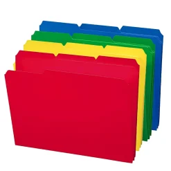 File Folders|Smead Poly File Folder, 1/3-Cut- Tab Letter Size, Assorted Colors, 24/Box (10500)