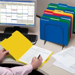 File Folders|Smead Poly File Folder, 1/3-Cut- Tab Letter Size, Assorted Colors, 24/Box (10500)