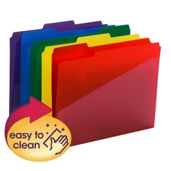 File Folders|Smead Poly File Folder with Slash Pocket, 1/3-Cut Tab, Letter Size, Assorted Colors, 30/Box (10540)