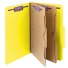File Folders|Smead Pressboard Classification File Folder w/Wallet Divider and SafeSHIELD Fasteners, 2" Exp., Legal, Yellow, 10/Box (19084)