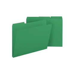 File Folders|Smead Pressboard File Folders, 1/3-Cut Tab, 1" Expansion, Letter Size, Green, 25/Box (21546)