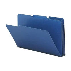 File Folders|Smead Pressboard File Folder, 1/3-Cut Tab, 1" Expansion, Legal Size, Dark Blue, 25 per Box (22541)