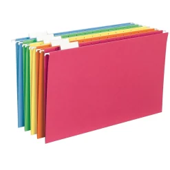 Hanging File Folders|Smead Recycled Hanging File Folder, 5-Tab Tab, Legal Size, Assorted Colors, 25/BX (64159)