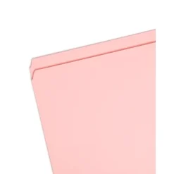 File Folders|Smead Reinforced File Folder, Straight Cut, Letter Size, Pink, 100/Box (12610)