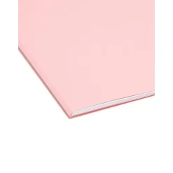 File Folders|Smead Reinforced File Folder, Straight Cut, Letter Size, Pink, 100/Box (12610)